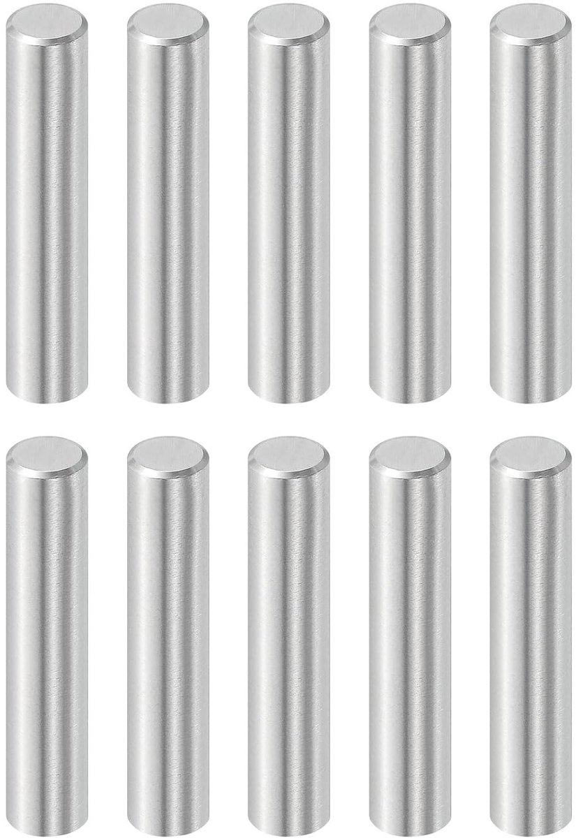 10 pennen met pinnen, 6 mm x 28 mm, cilindrische pennen van roestvrij staal 316L, bevestigingselementen, planken, pluggen, zilverkleurig