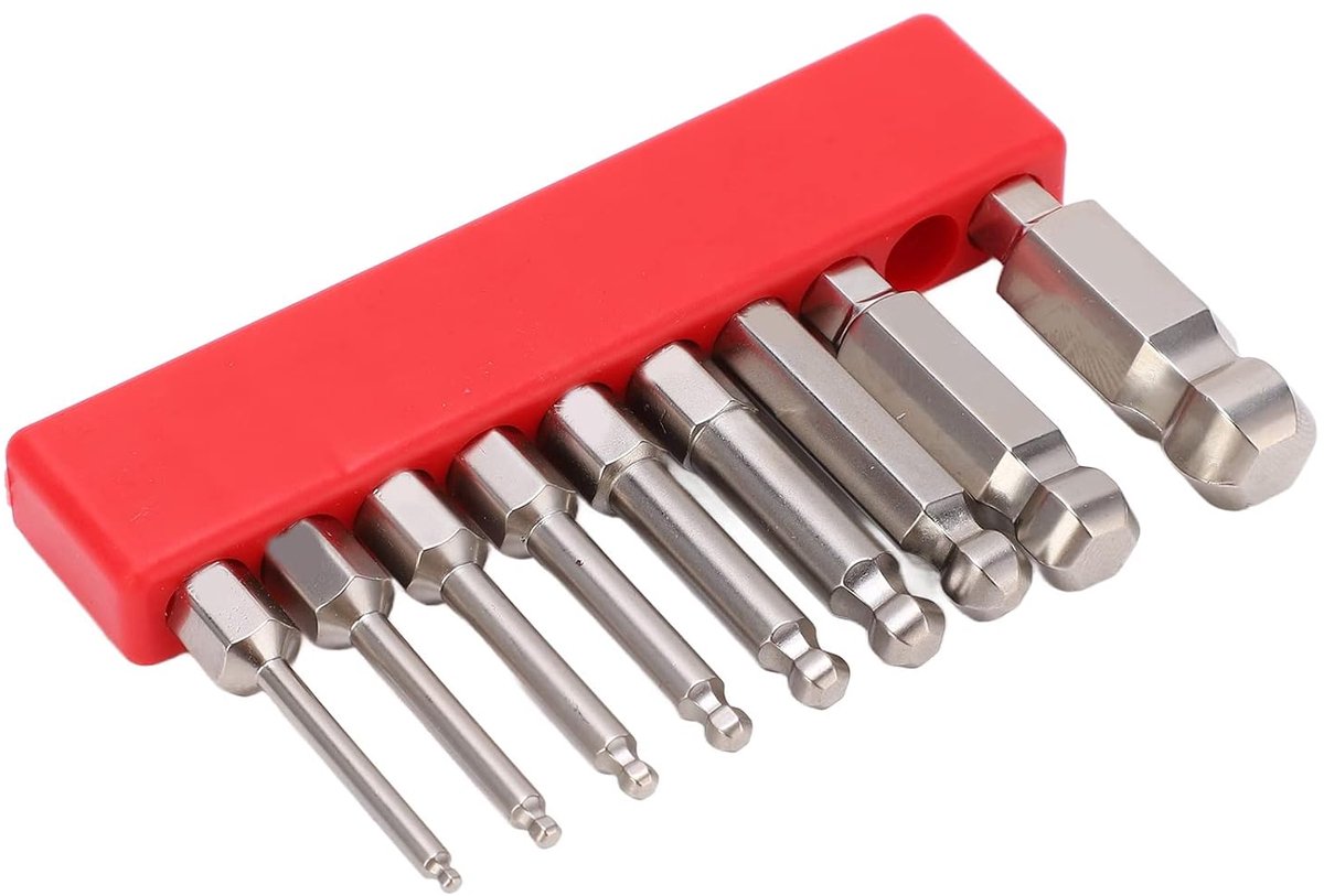 Kogelkop Hex Schroevendraaier Bit, 9 Stks Hex Schroevendraaier Bit Set Roestvrij Staal Magnetische Kogelkop Hex Bits 1/4 Inch Hex Shank(50mm / 1.97in)