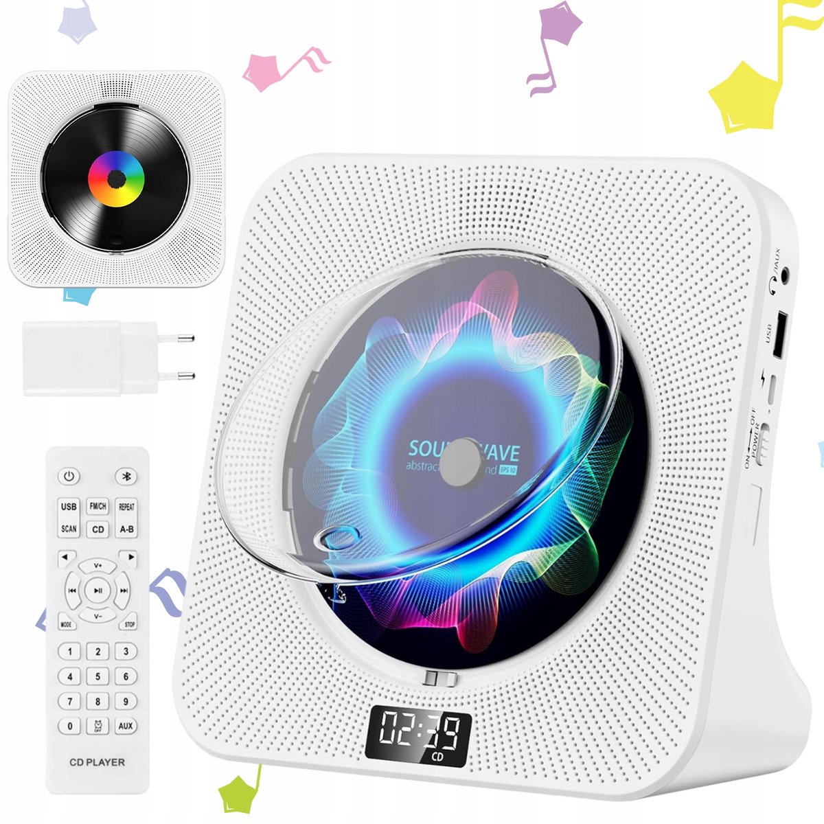 Multifunctionele CD Speler - Desktop CD Speler - 5 Modi - 10W - Bluetooth 5.0 & FM Radio & USB & AUX - Timer - Hi-Fi Luidsprekers - Afstandsbediening - Voor Thuis en Slaapkamer - Draagbare