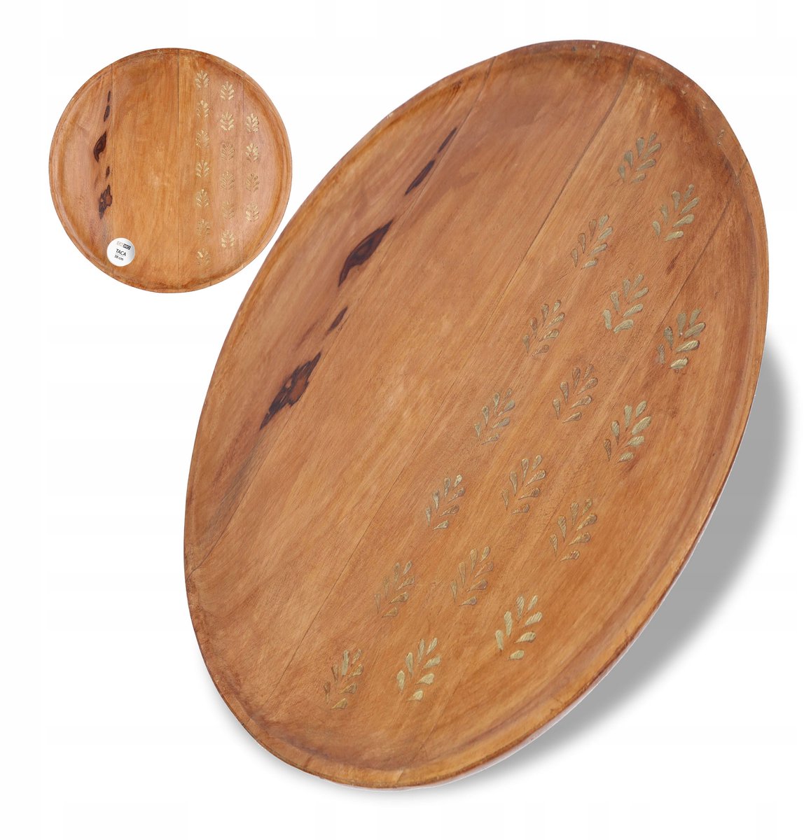 Decoratieve Houten Serveerschaal & Kaarsenplateau - 38 cm