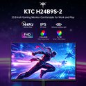 KTC H24B9S-2 23.8-inch gaming monitor. Met gaming artwork en specificaties: 144Hz, IPS, FHD, 16.7M kleuren.