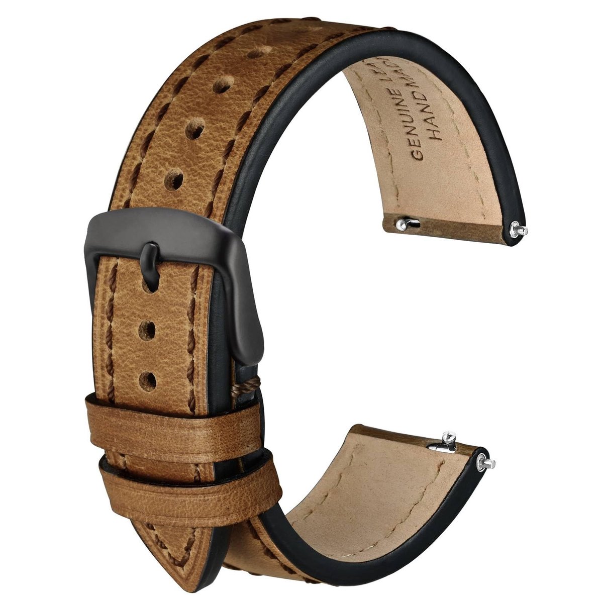 SolidKeus - Vintage Leren Horlogeband met Snelle Bevestiging