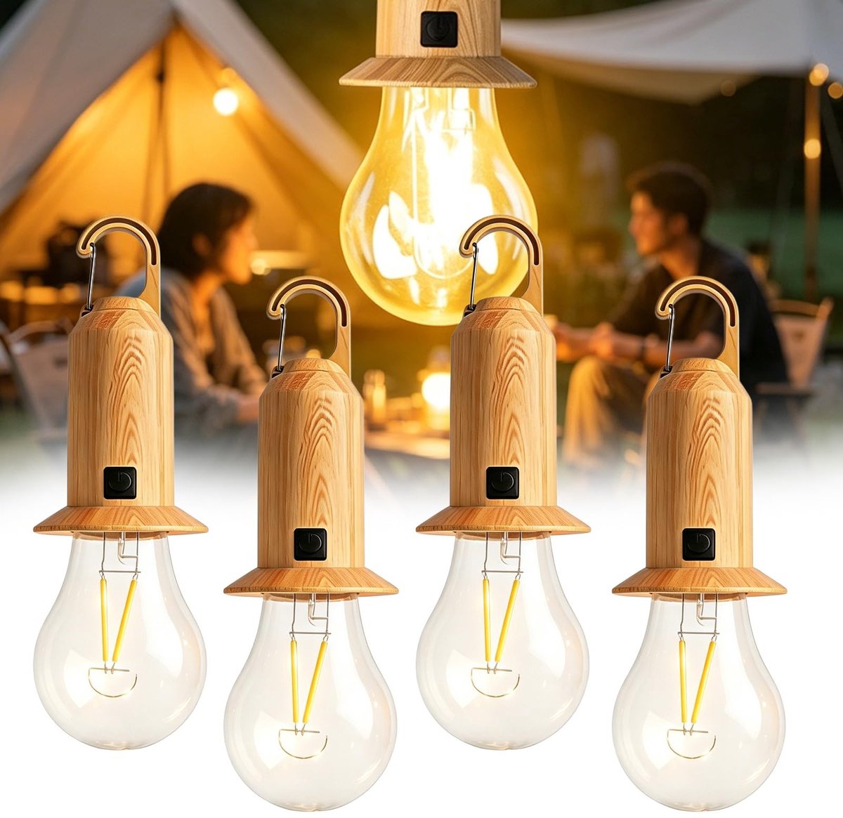 SolidKeus - Set van 4 Oplaadbare LED Campinglampen met 3 Helderheidsmodi