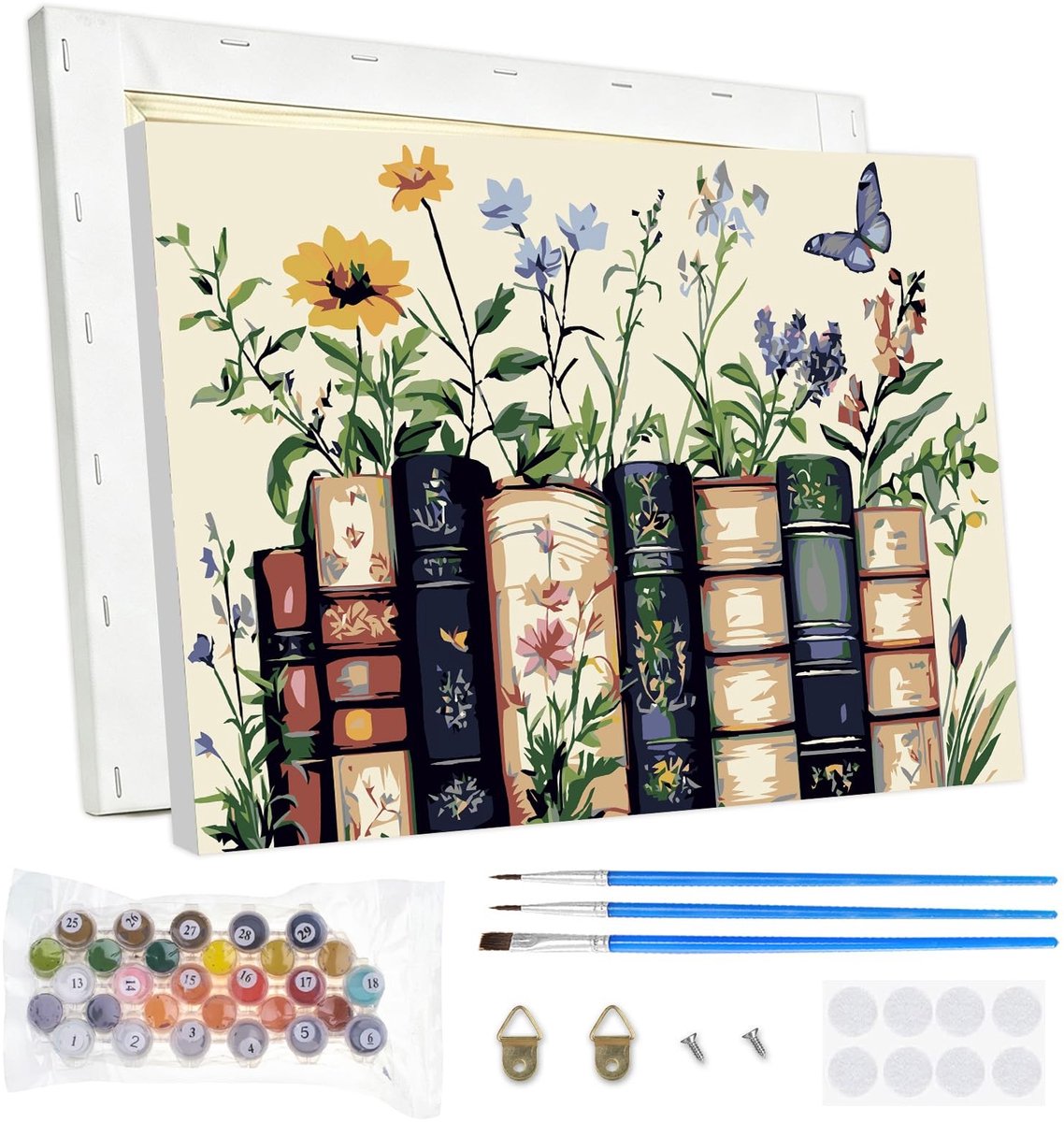 SolidKeus - Bloemenschilderen op Nummer Kit met Houten Lijst 20 x 30 cm