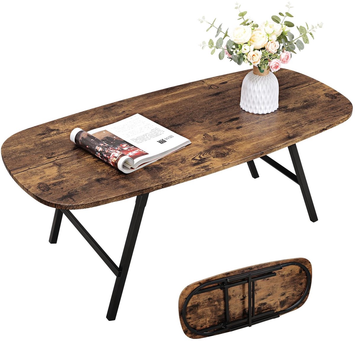 SolidKeus - Opvouwbare Houten Koffietafel voor Kleine Ruimtes