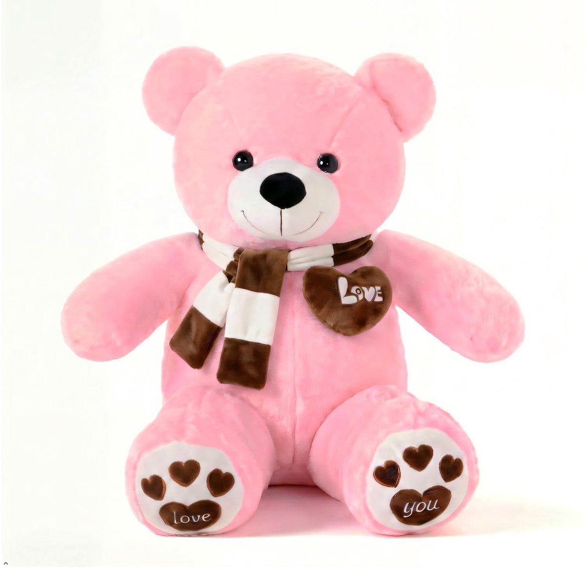 SolidKeus - XXL Knuffelbeer 100cm Roze met Hart en Sjaal