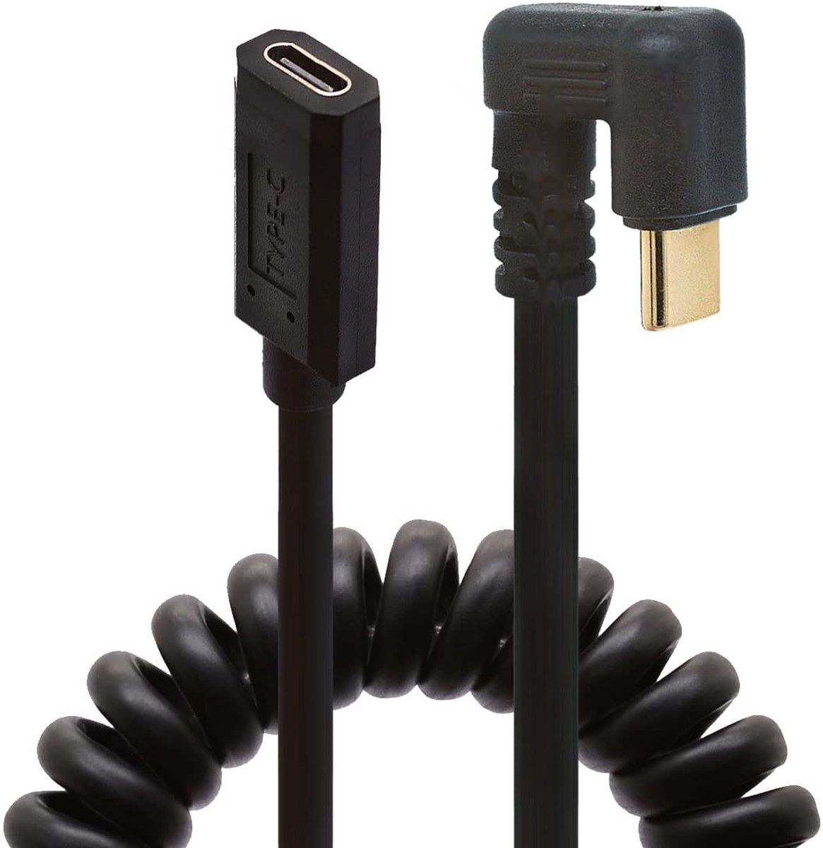 SolidKeus - Coiled USB C Kabel met 180 Graden Hoek