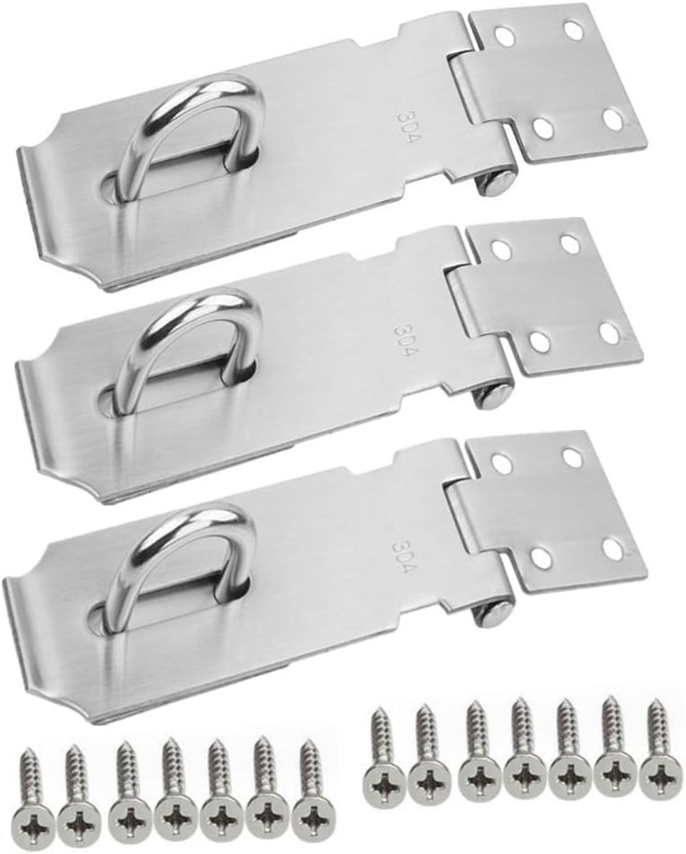 SolidKeus - Set van 3 Roestvrijstalen Hangsloten met Schroeven 10 cm