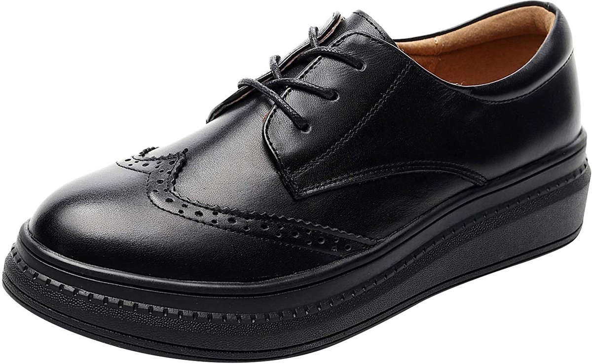 SolidKeus - Dames Brogue Sneakers met Platform en Veters
