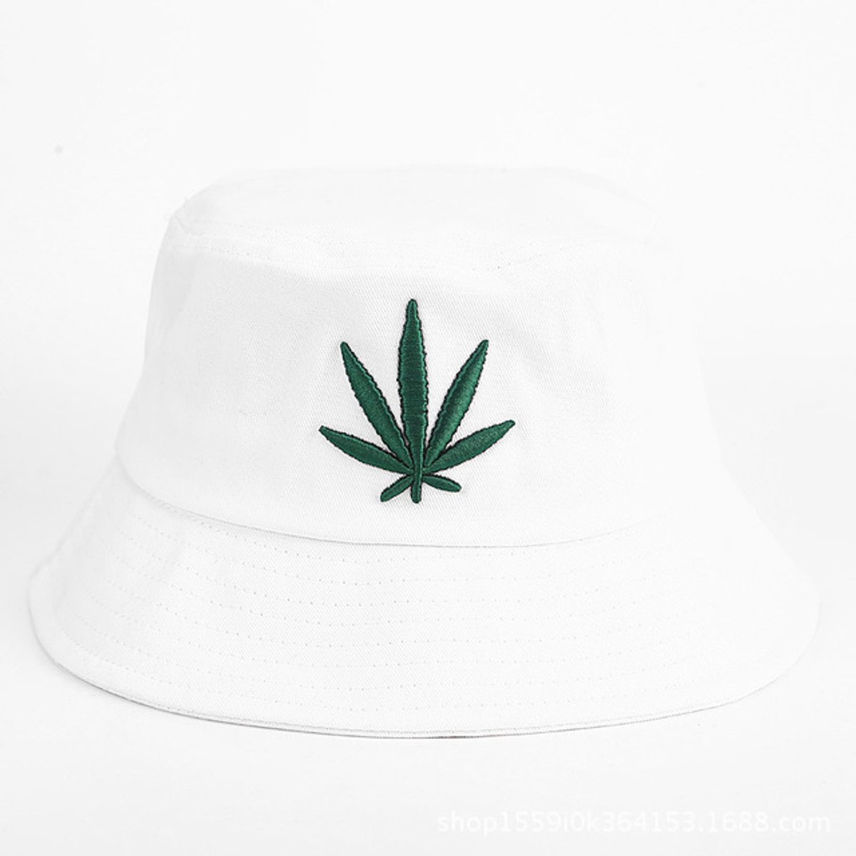 Wit Vissers Hoedje - Bucket hat met Cannabis afbeeldingen - Zonnehoedje - Festivalhoed - Wit Bucket Hat - Zonnehoedje - CHPN