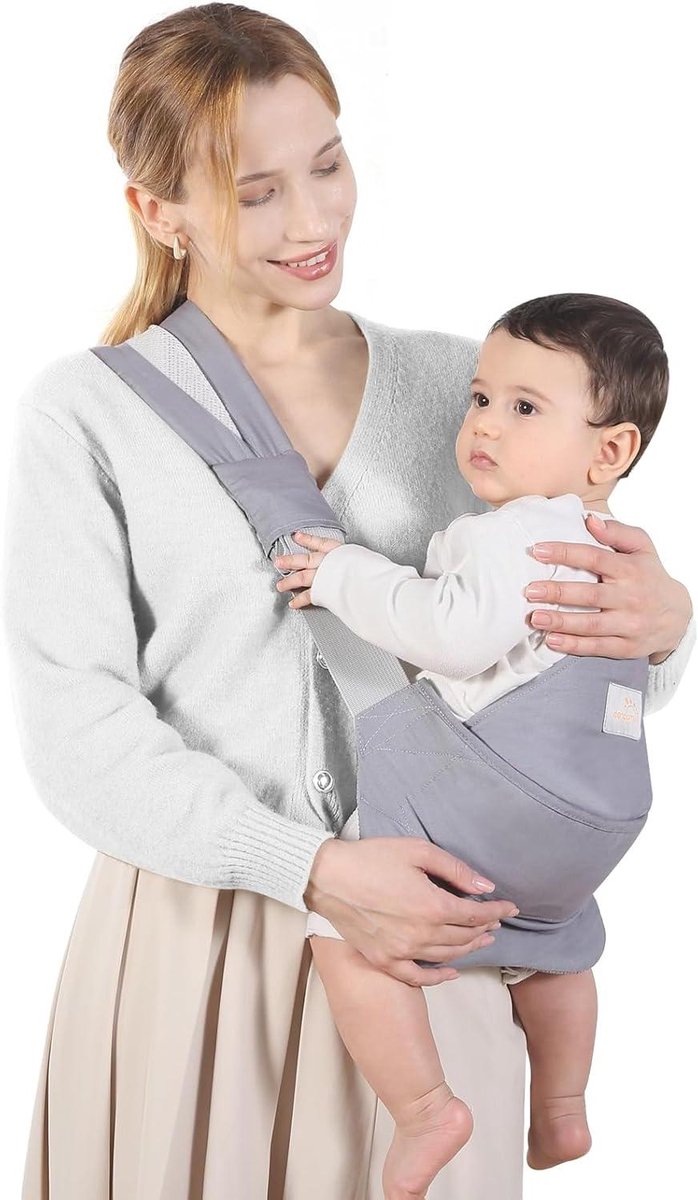 Baby draagdoek - Draagzak peuter - Baby dragen - Verstelbaar & Ademend - 3-36 maanden - Grijs