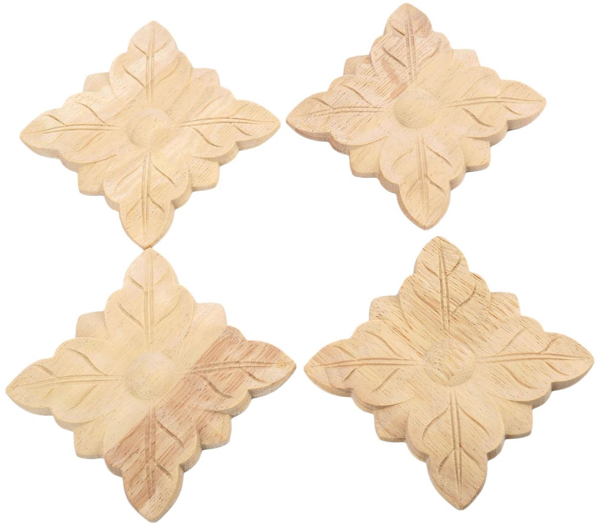SolidKeus - Houten Bloemvormige Applique Onlay voor Deuren en Kasten