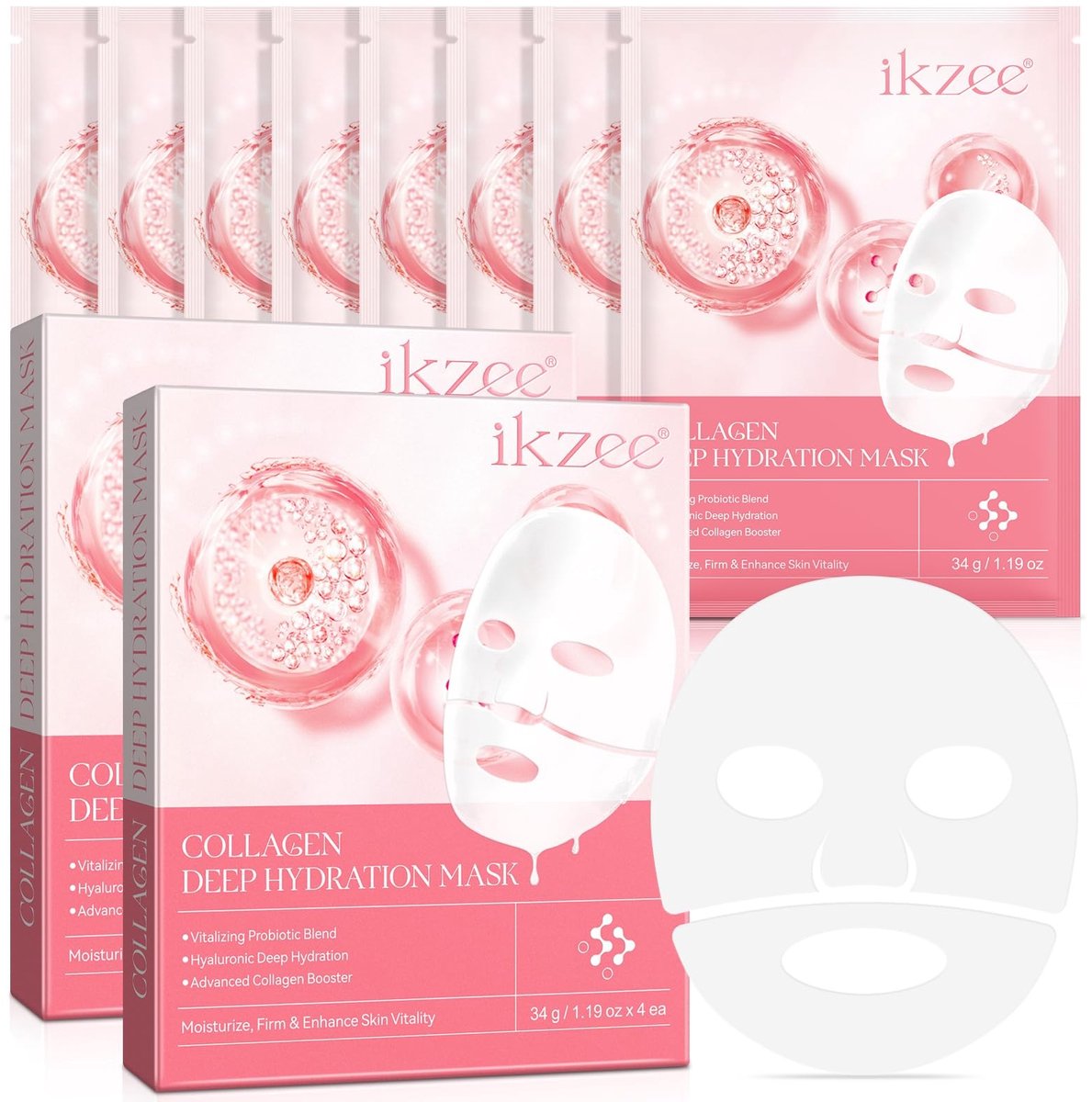 SolidKeus - Koreaanse Organische Collageen Masker, 8 Stuks