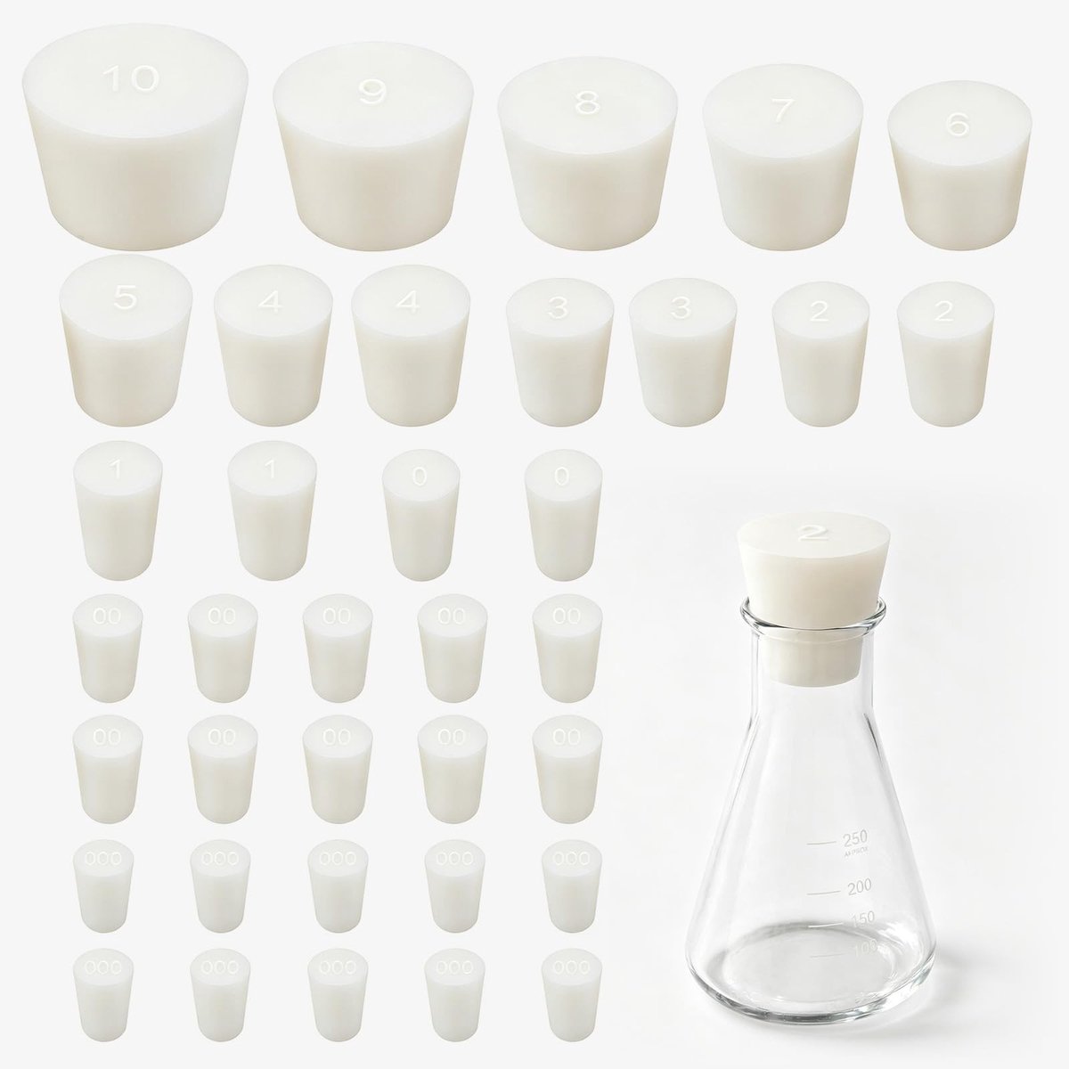 SolidKeus - Set van 32 Herbruikbare Rubberen Doppen voor Laboratoriumgebruik