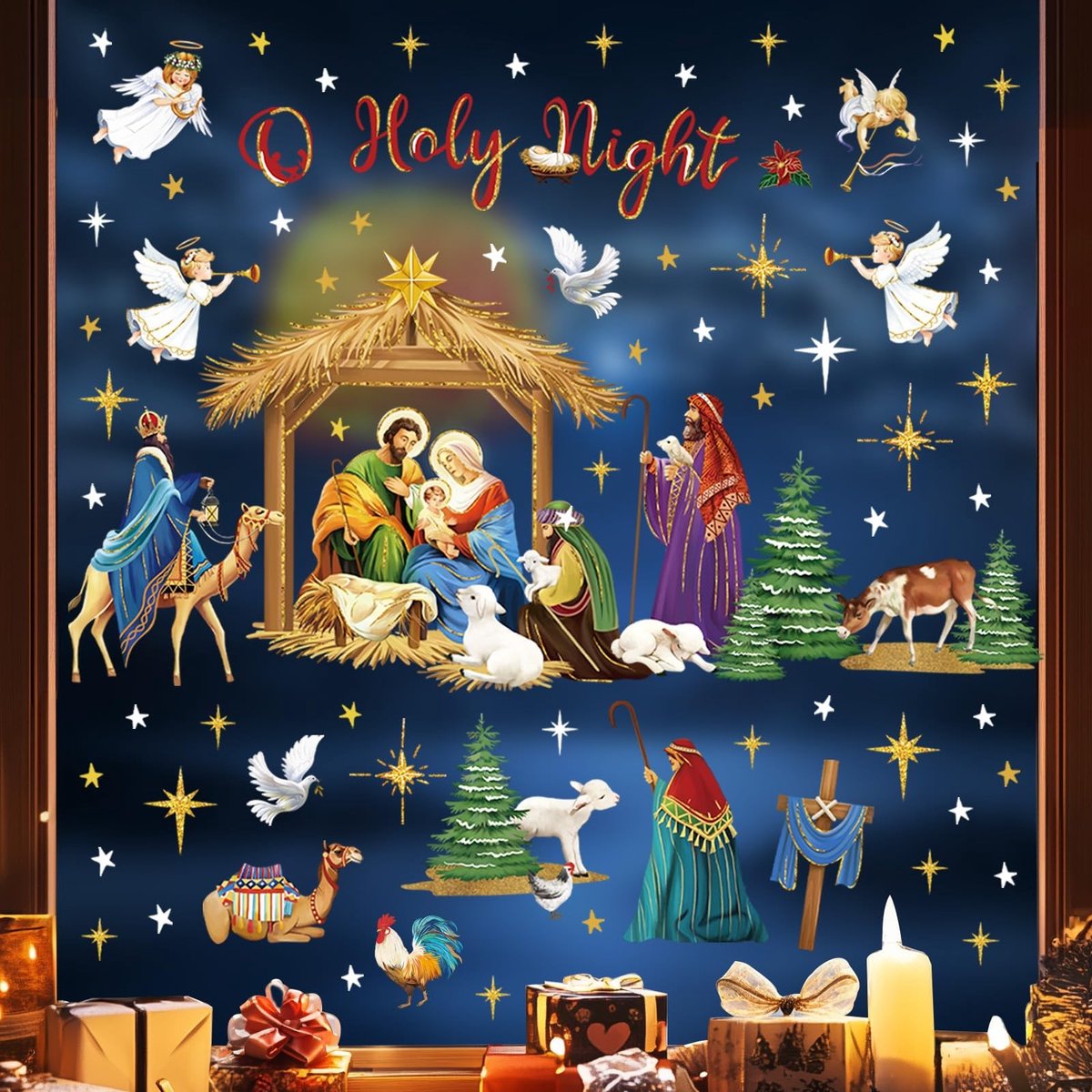 SolidKeus - Wandstickers met Kerstthema voor Raamdecoratie
