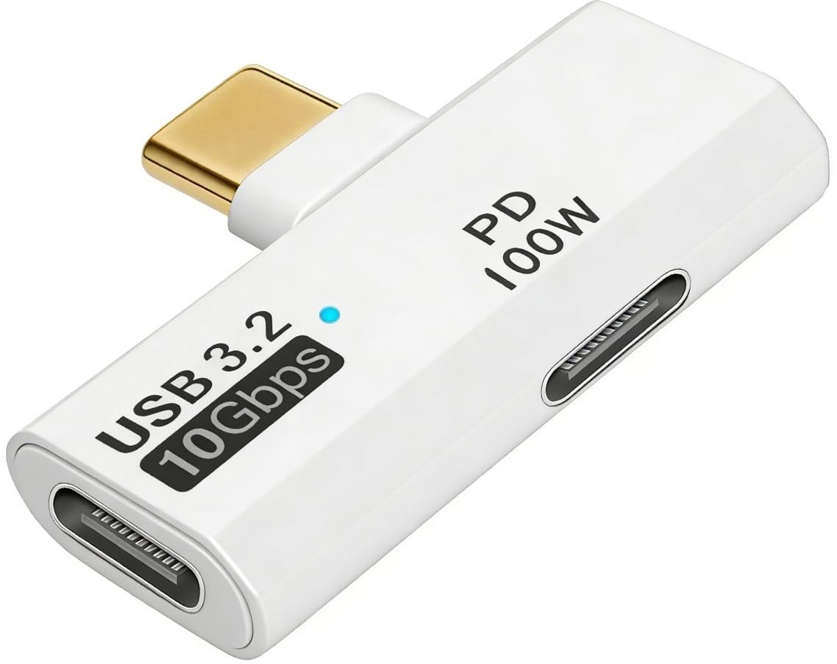 SolidKeus - USB C Splitter 2 in 1 Adapter voor Snelladen en Gegevensoverdracht