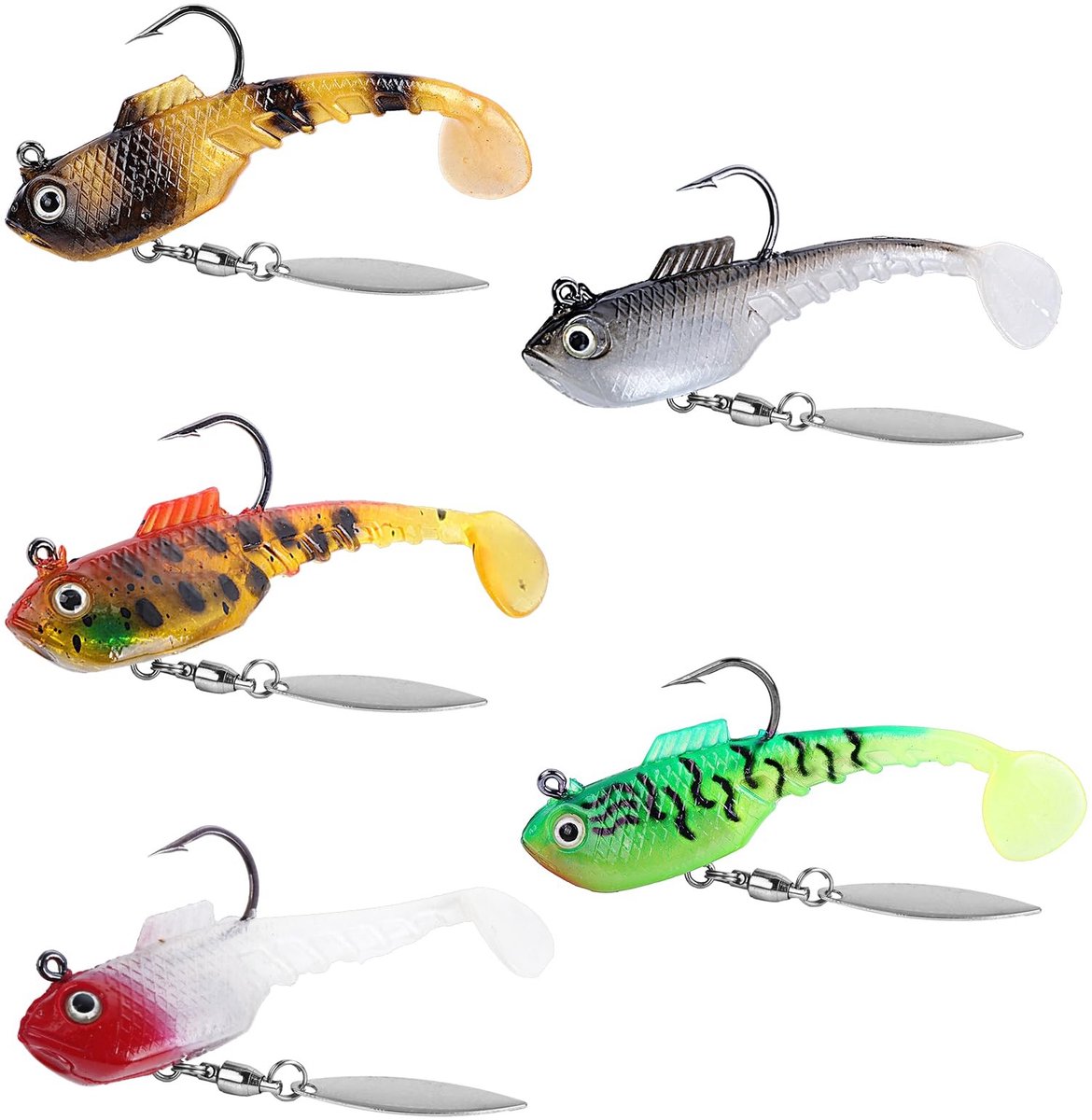 SolidKeus - Soft Plastic Vistrucjes met Reflecterende Spinner voor Snoek en Zander