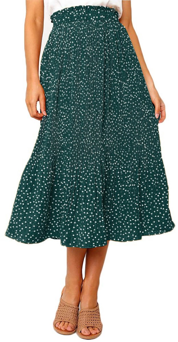 SolidKeus - Dames Midi Rok met 2 Pockets en Polkadots