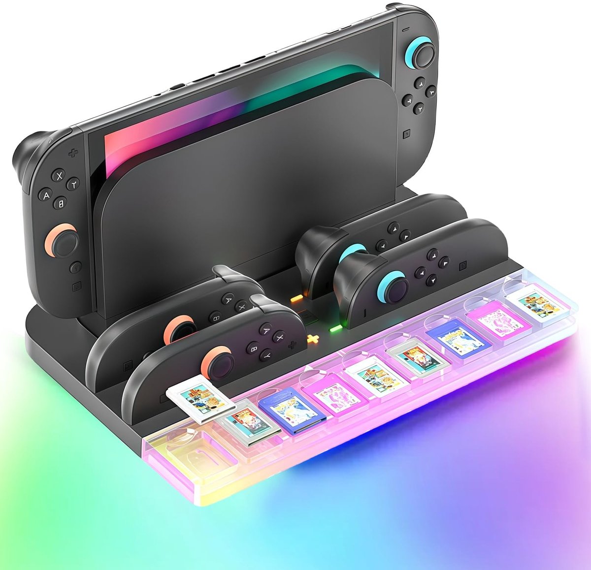 SolidKeus - 4-in-1 Oplaadstation voor Switch 2 met RGB Verlichting