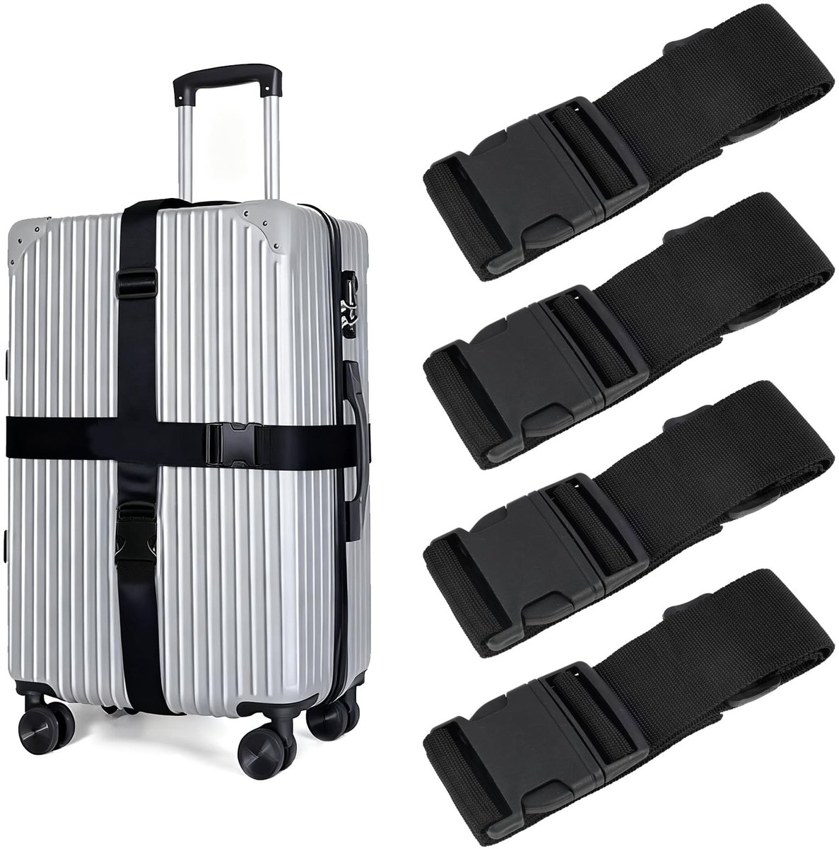 SolidKeus - Set van 4 Verstelbare Luchtvaartmaat Luggage Straps