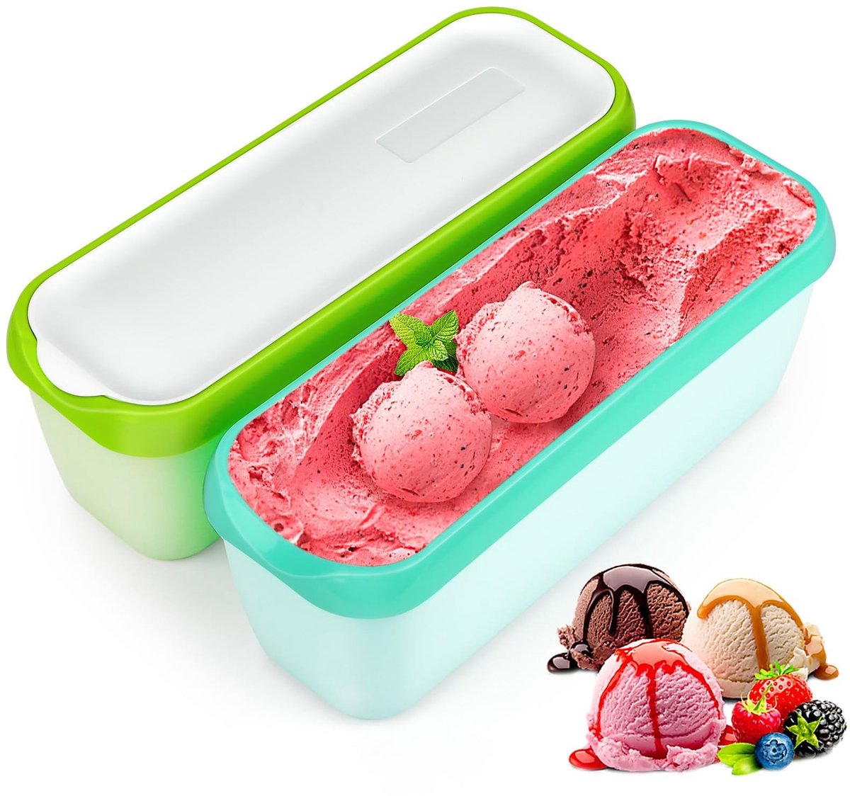 SolidKeus - Herbruikbare IJscontainer 1.5 Liter Set van 2