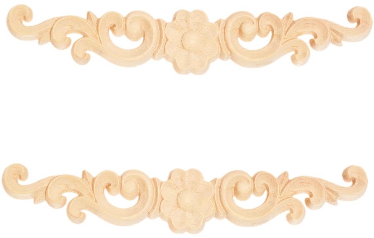 SolidKeus - 2 Stuks Houten Gegraveerde Applique Onlay voor Meubeldecoratie