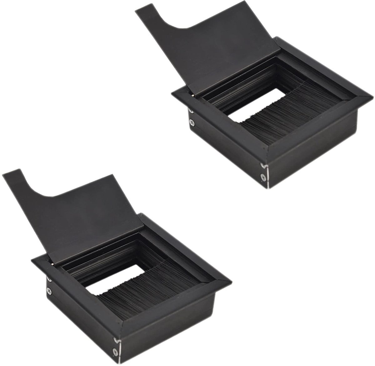 SolidKeus - Aluminium Kabeldoorvoer voor Bureau, Set van 2, Zwart