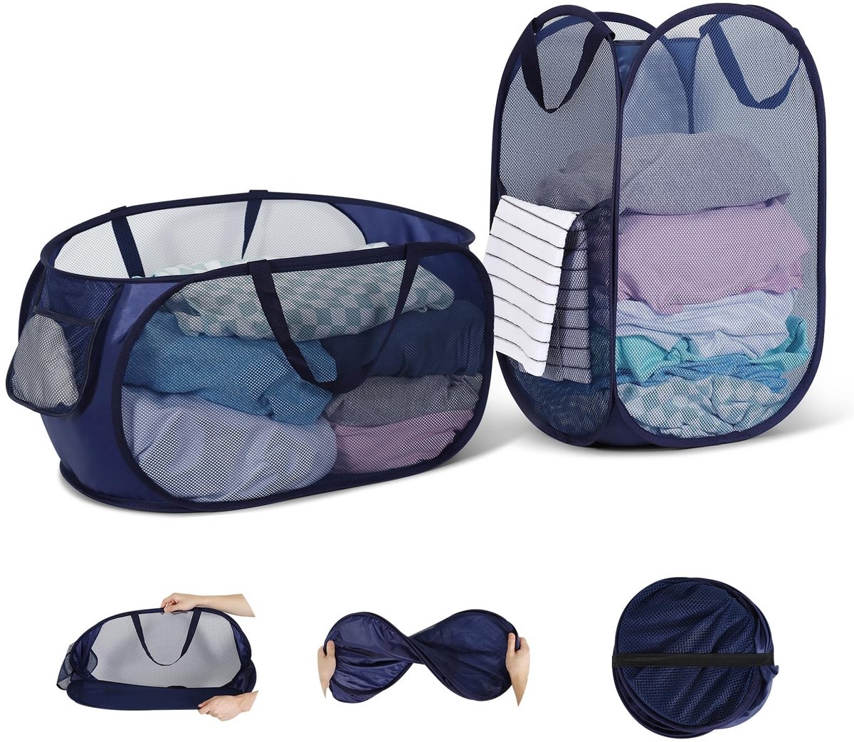 SolidKeus - Vouwbare Wasmand Set van 2 met Handvat