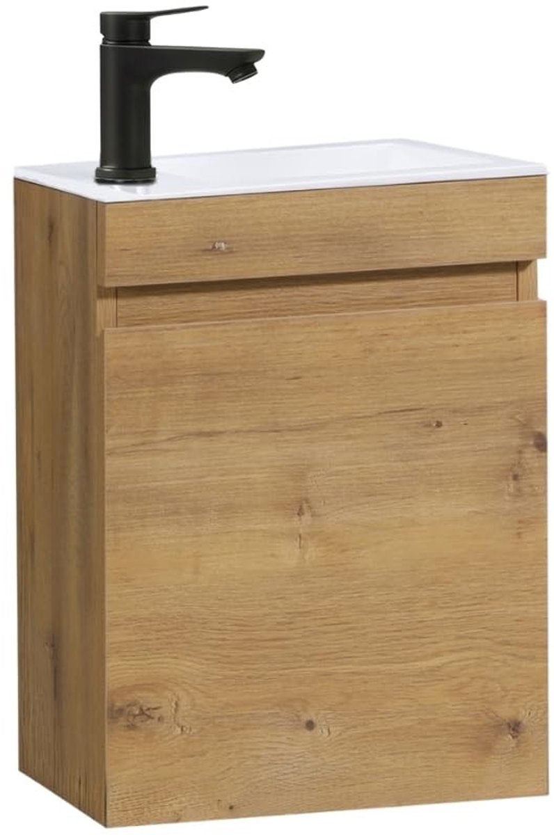 SolidKeus - Voorgemonteerde Wastafelset 40 cm met Onderkast (Eik)
