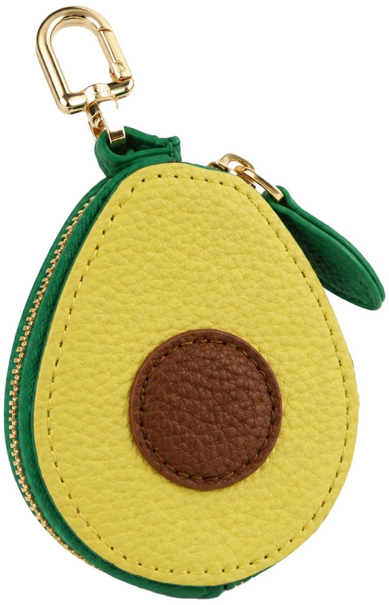 SolidKeus - Mini Avocado Munt Sleutelhanger van Leer als Handtas Charm