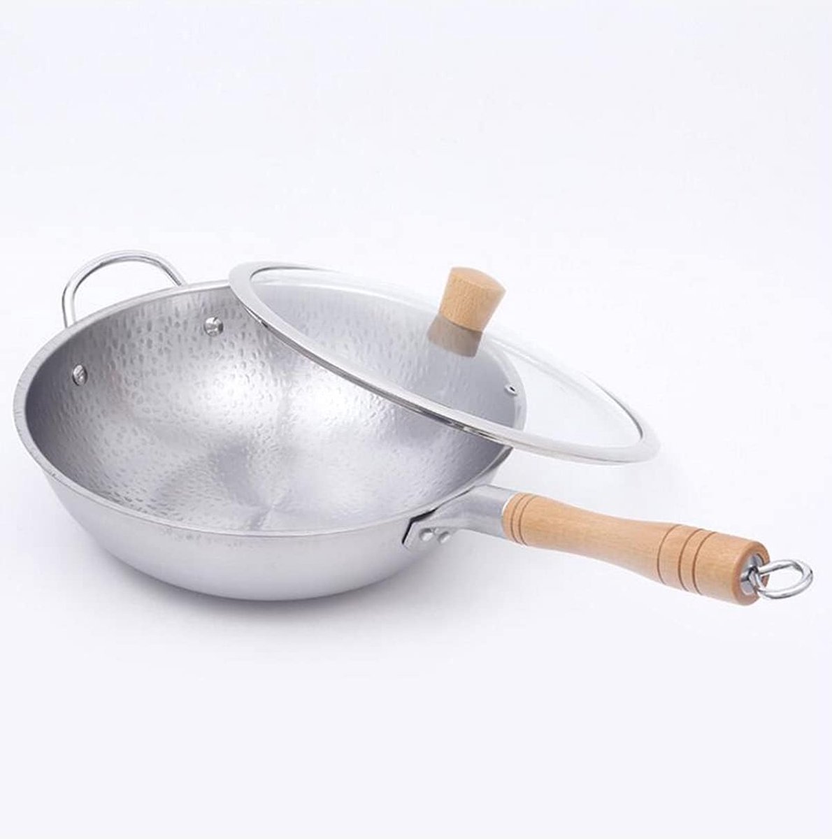 Met deksel 32cm roestvrij staal wok non-stick fornuis inductiekookplaat gasfornuis universele wok