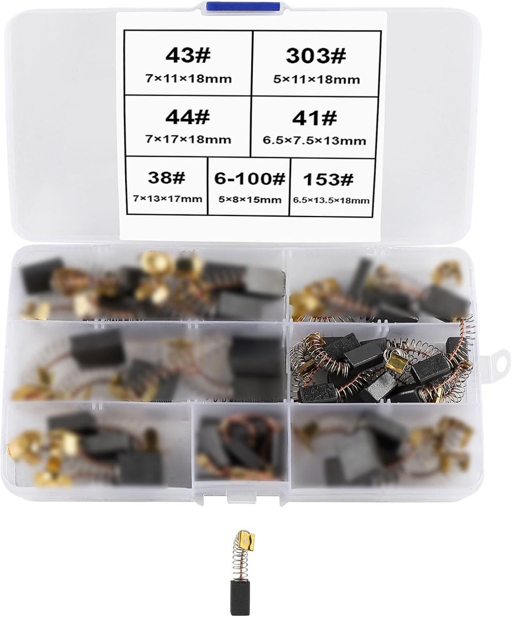 40 stuks koolborstels voor elektrische machines, koolborstels, kool, motor, hoge hardheid, voor haakse slijpers, zagen etc. elektrisch gereedschap - 7 maten