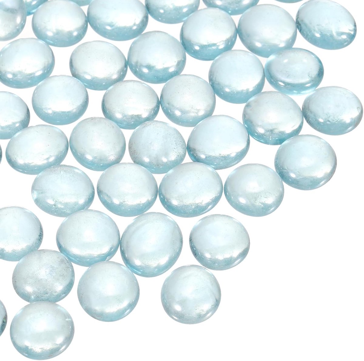 Glasparels, 40 stuks platte glazen edelstenen, lichtblauw, 0,44 lbs (0,47-0,55 inch), glazen ks, kiezelstenen voor vazenvulling, aquarium, decoratie, doe-het-zelf handwerk