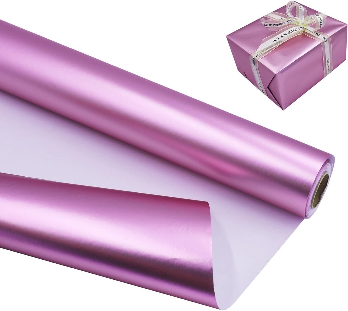 Goud metallic inpakpapier rol, 43 cm x 12 m effen kleur mat inpakpapier, perfect voor verjaardag, bruiloft, Kerstmis, feest, festival geschenkdecoraties