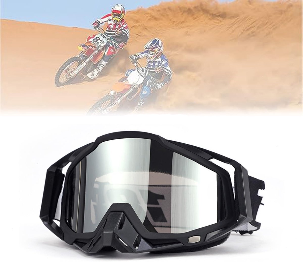 All-terrain motorbril, motorcrossbril, geschikt voor motorfietsen, raceauto's, offroad-races, off-road motorfietsen, mountainbikes, skihelmen of open