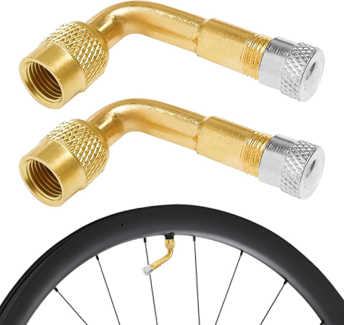 2 stuks ventieladapters, hoekventielverlenging, 90 graden ventielverlenging, autoventiel, bandenventielverlenging, bandenventielverlenging voor scooter, fiets, motorfiets, vrachtwagen, autobanden