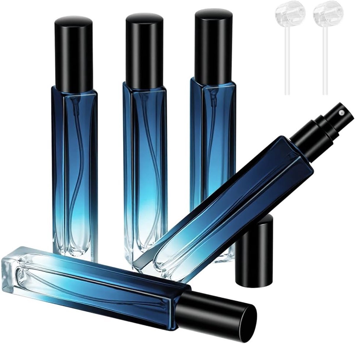 5 stuks 10 ml parfumverstuiver, navulbaar, leeg, mini-navulbare fijne nevel spuitfles, mini draagbare spuitfles voor handtas, reizen, vakantie, vliegreizen (kleurverloop)