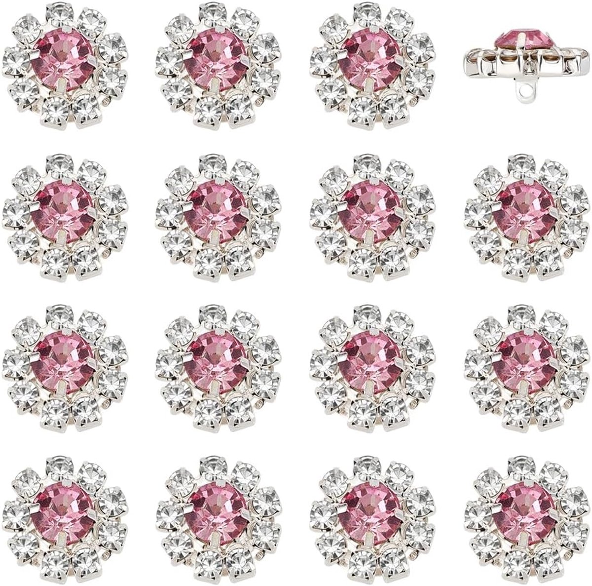 Knopen Bloem Kristal Knop Zilveren Versieringen Knoppen Decoratie Bloem Strass Naaien Schacht Knop Voor Diy Sieraden Kleding Jurk Bruiloft Accessoire