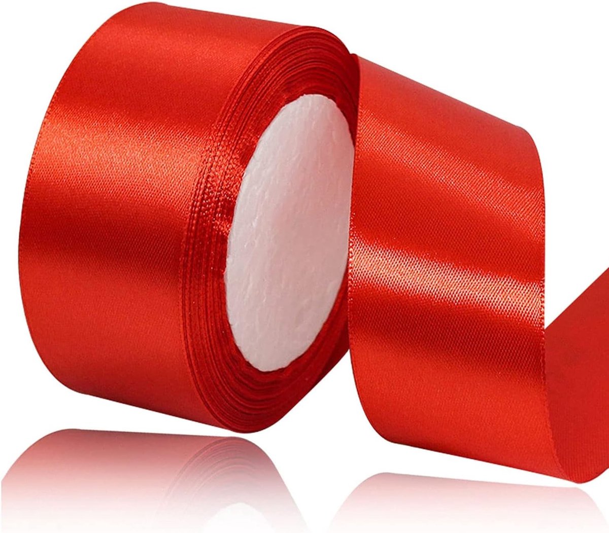 Lint rood 40 mm, 22 meter decoratief cadeaulint, breed lint, stoffen lint voor bruiloft, doop en verjaardagsgeschenken