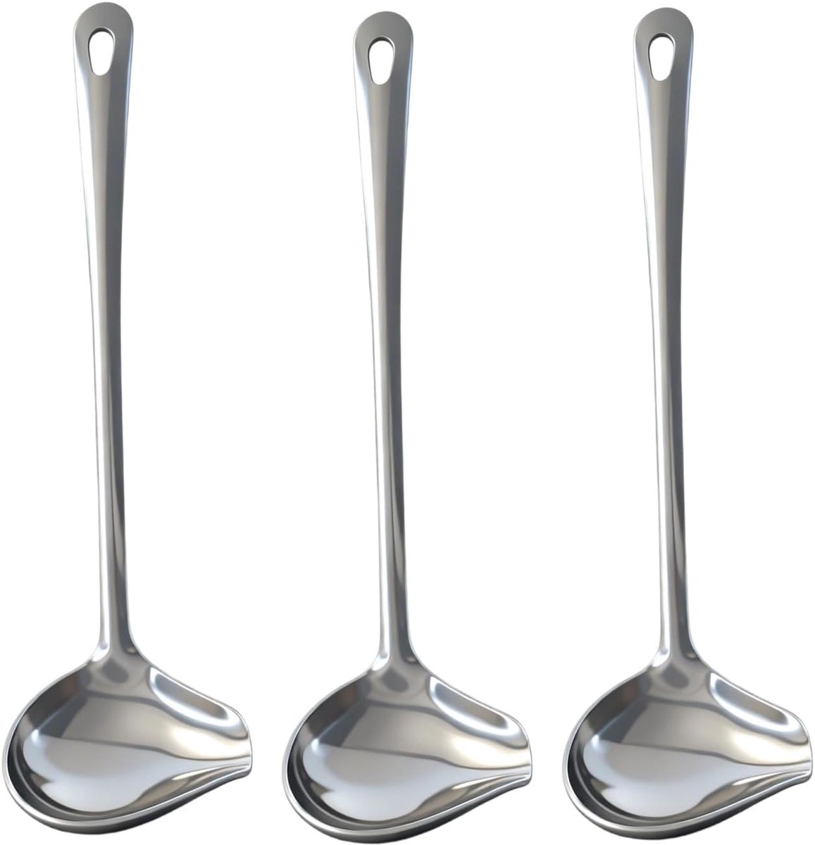 Sauslepels van roestvrij staal, 29 cm met pollepel, schenktuit, lepel met lange steel voor sauzen, soep, dressing, zilver