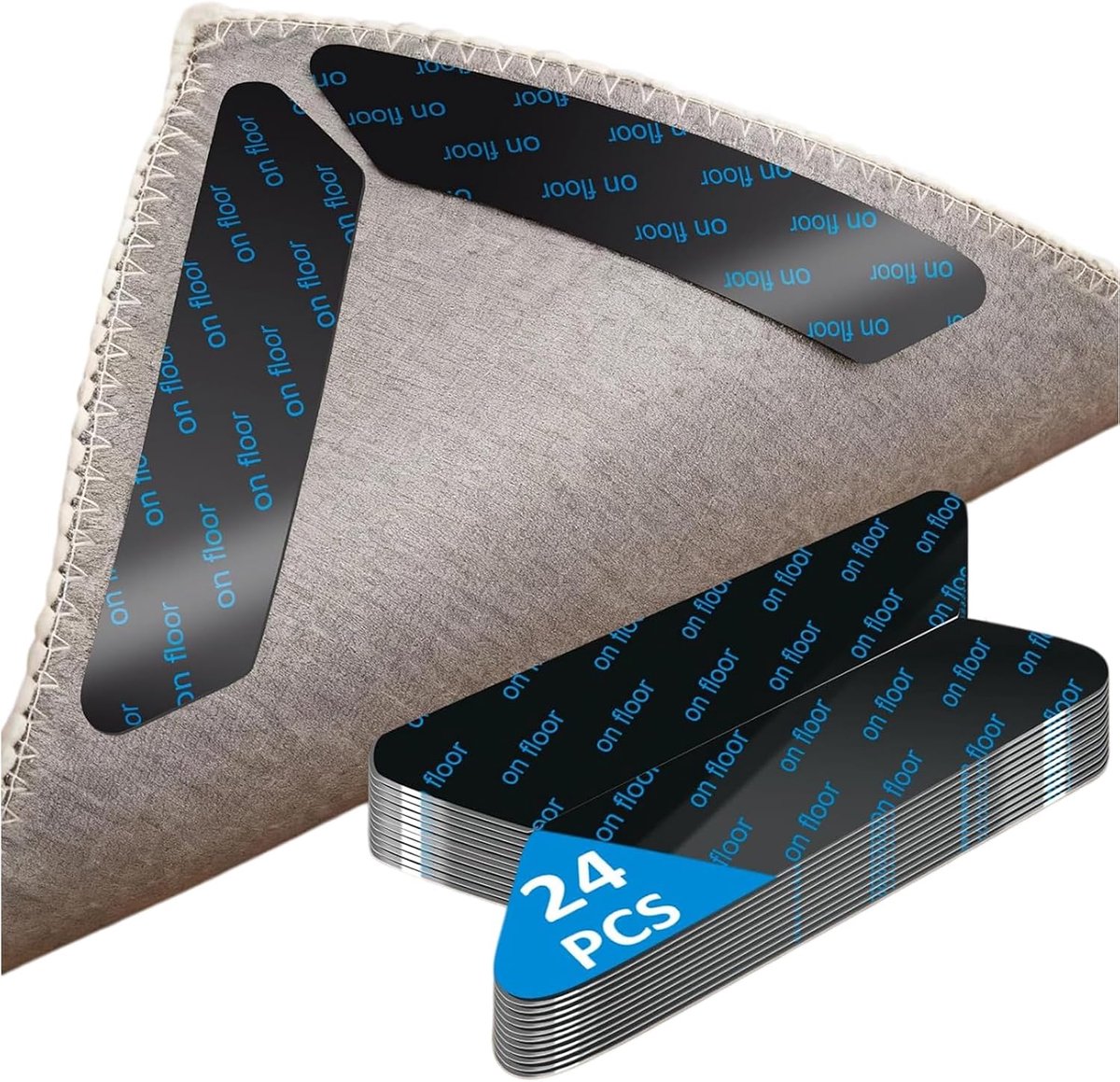 Antislipmatte voor tapijten, 24 stuks tapijthouder, antislip tapijtonderlaag voor houten en tegelvloeren, herbruikbare antislip mat