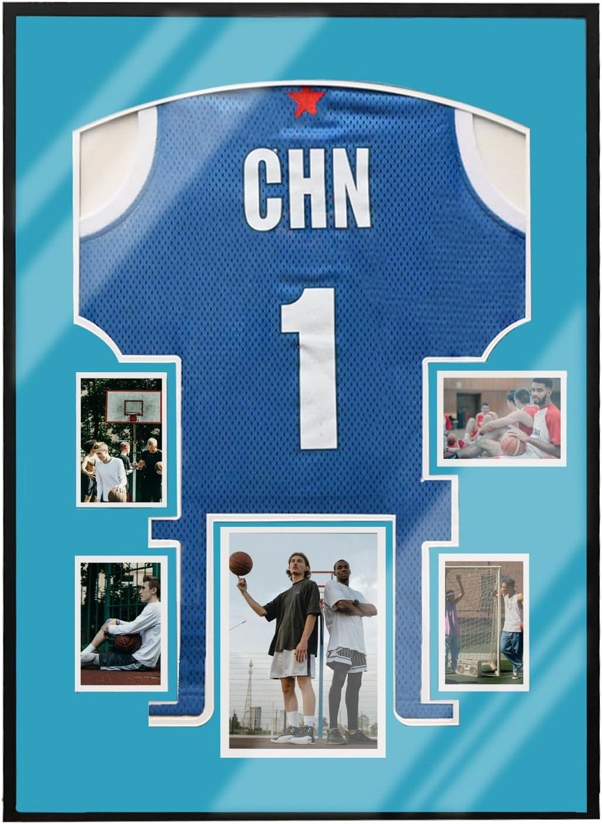 Sport Jersey Shadow Box - DIY Display Kit (80x60cm) - Blauw Frame/Witte Backing Card 03