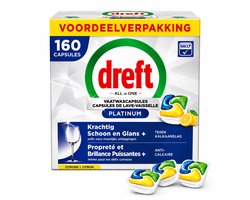 Dreft Platinum P Vaatwascapsules Citroen - 160 stuks - All-in-One Voordeelverpakking