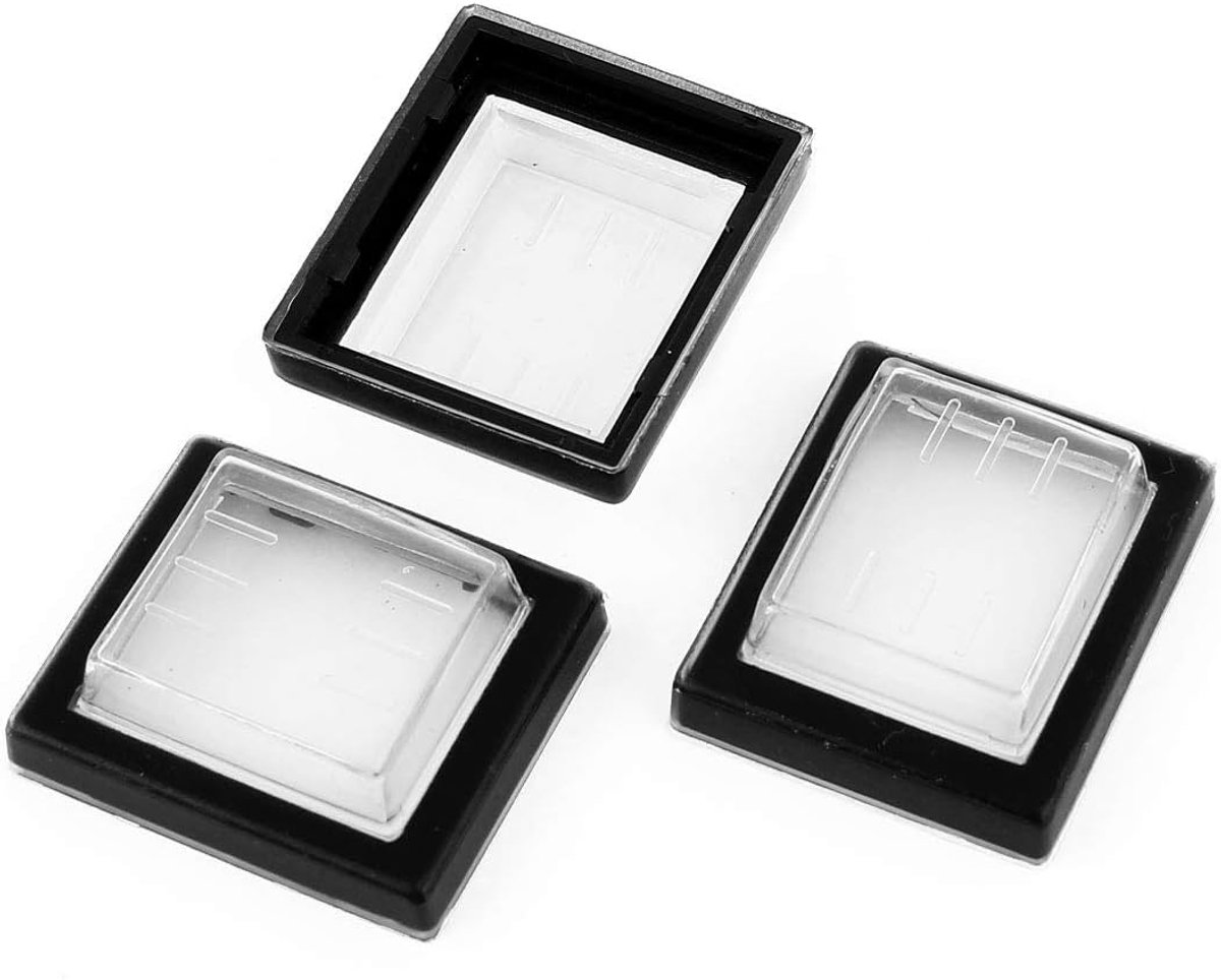 Tuimelschakelaar, waterdicht, siliconen, transparant, zwart, beschermt rechthoekige deksel, 3 stuks