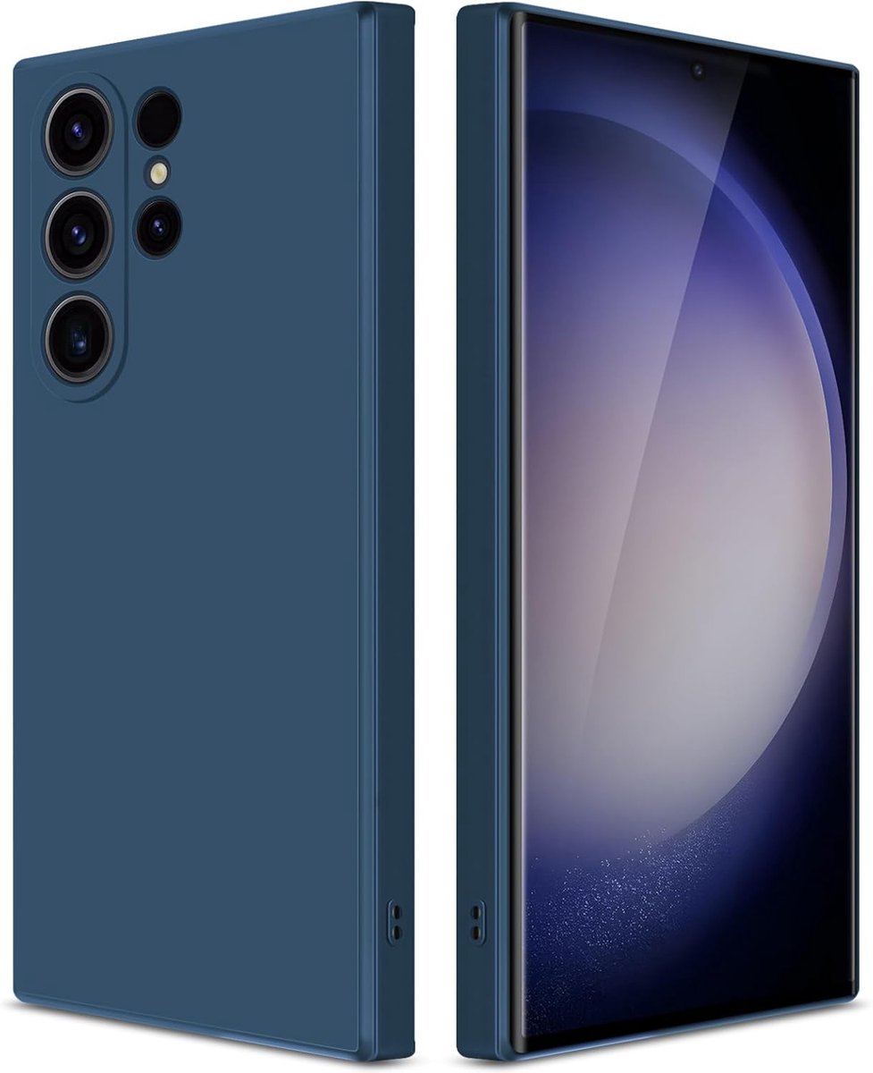 Hoesje voor Samsung Galaxy S23 Ultra, Zijdezachte Volledig Lichaam Siliconen Case, Schokbestendige Beschermhoes met Microvezel Voering (Blauw)