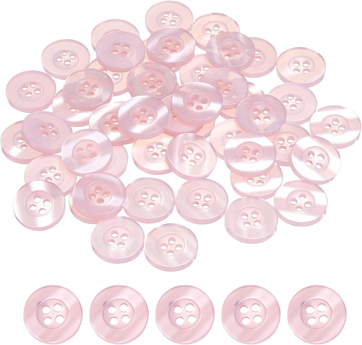 Knopen 15 mm (0,59 inch) 4 gaten hars ronde knutselvervangingsknoppen voor kleding doe-het-zelf handwerk decoratie, lichtroze