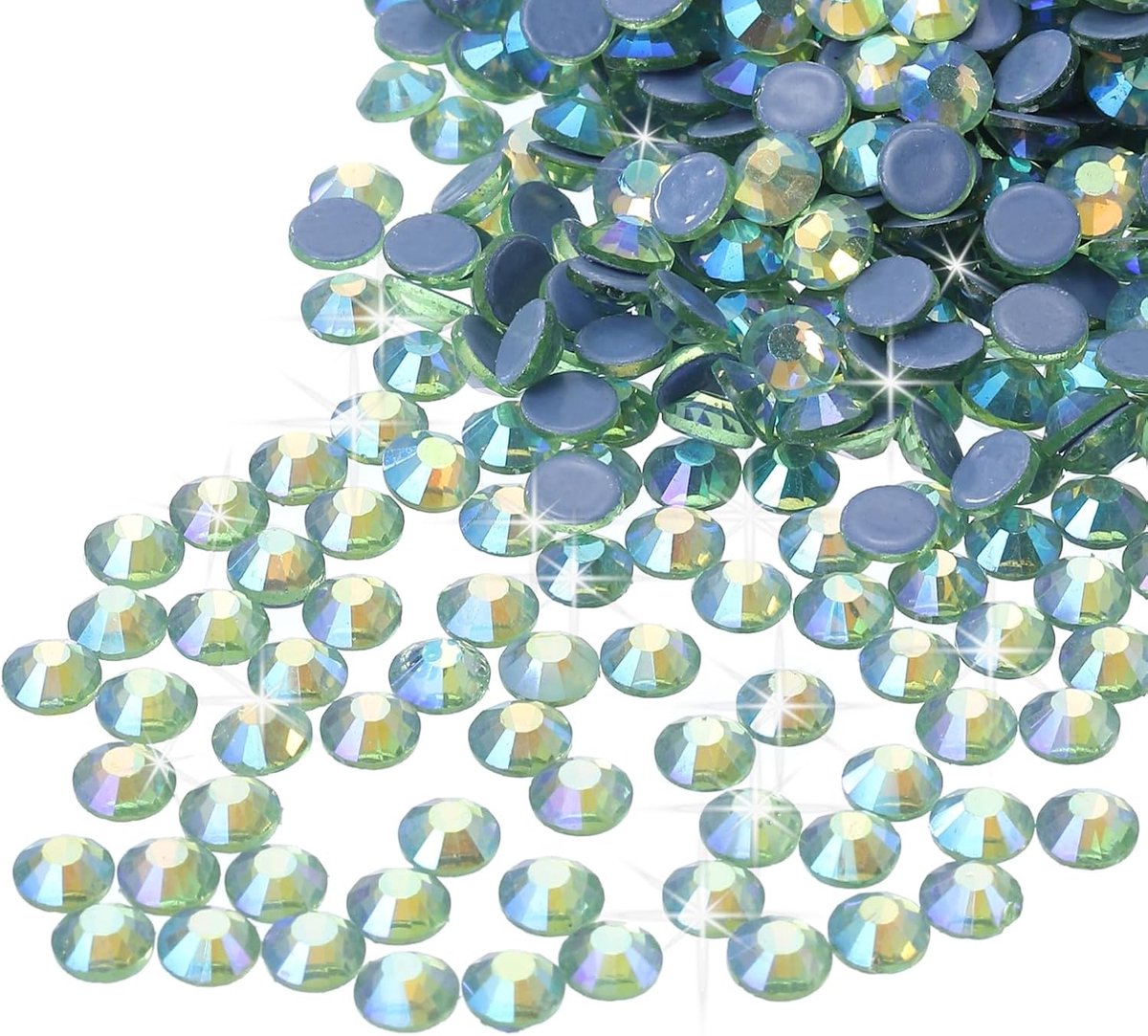 Strassteentjes, platte achterkant, kristalglas, edelstenen, kunst, strassteentjes voor knutselen, kleding, doe-het-zelfdecoratie, SS6, 2 mm, lichtgroene kleur, 2880 stuks