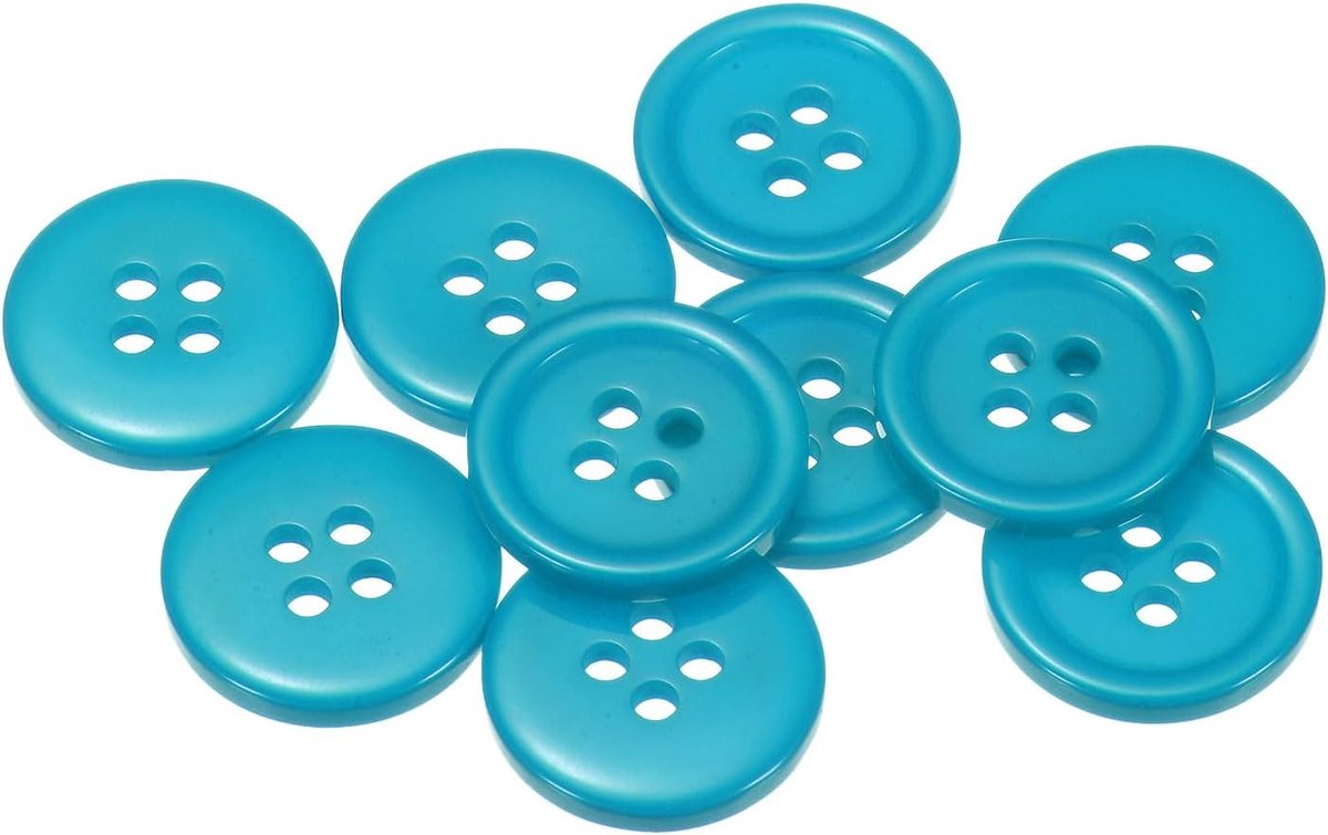 Knopen 18 mm hars rond plat 4-gaats handwerk vervangingsknoppen voor naaien, kleding en doe-het-zelf, zeeblauw