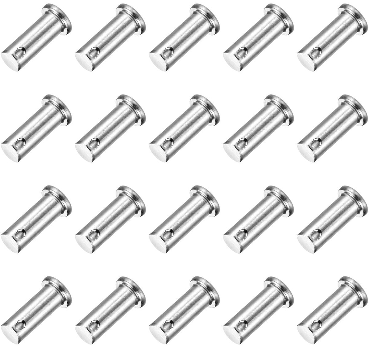 20 stuks M10 x 25 mm enkele gat splintbouten, 304 roestvrij stalen platte kop, aanhangersplintbouten voor aanhangerslot, monteurreparatie, meubelinstallatie, industriële installaties