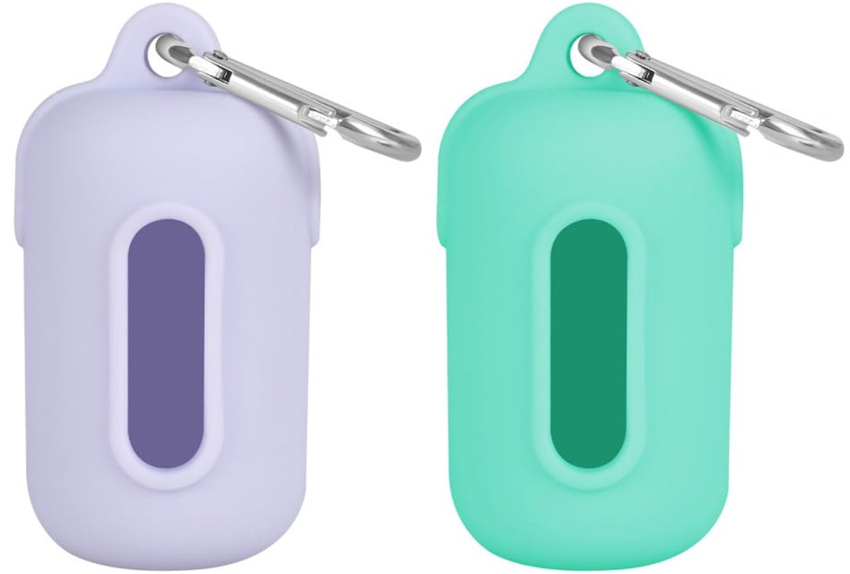 Set van 2 Hondenpoepzakjeshouders - Siliconen Poepzakjes Dispenser met Metalen Haak - Universele Hondenriem Accessoire - Handige Houder voor Hondenpoepzakjes tijdens Wandelen - Zonder Poepzakjes